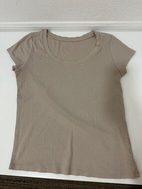 a new day Taupe Scoop Neck Short Sleeve Tee